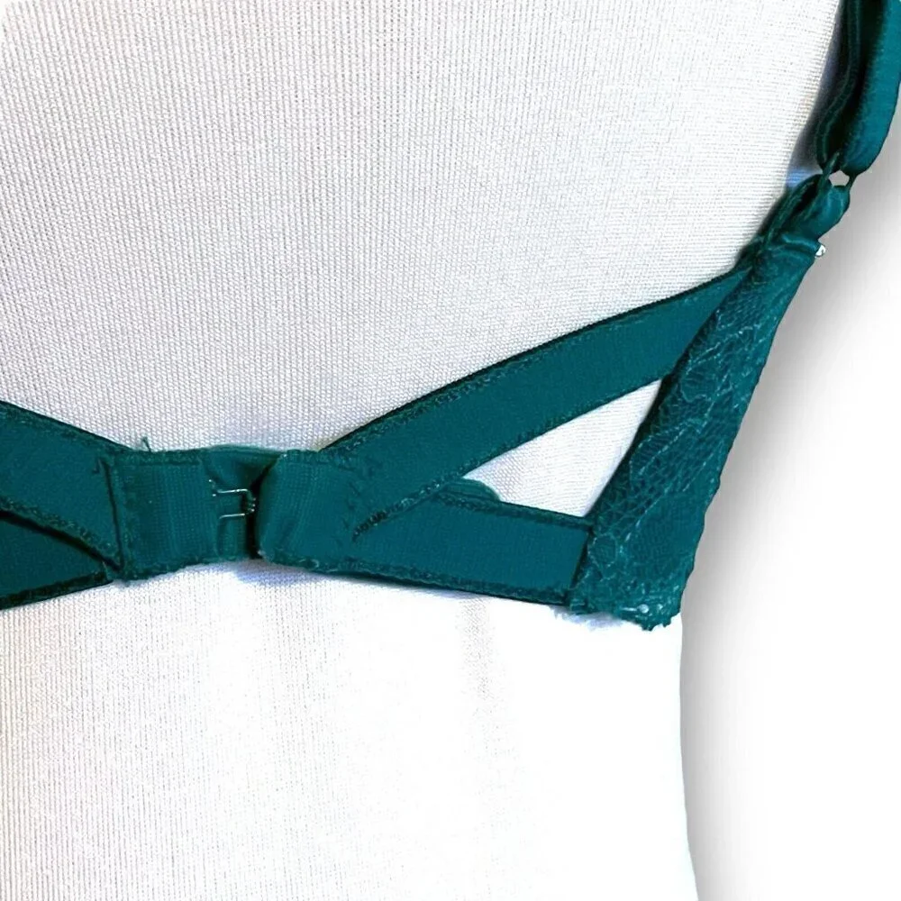 Freya 30DDD Fancies Plunge Bra Green Stretch Lace Semi Sheer Underwire AA1011
